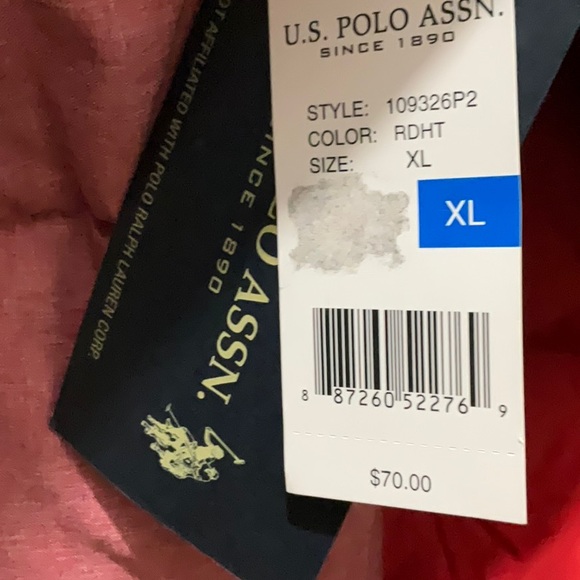 US POLO ASSN Puffer Vest Red Heather Mens Size XL NWT! - Picture 4 of 4